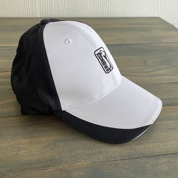 Black & White Imperial Embroidered PGA Golf Logo Strapback Baseball Cap (C8) - Picture 4 of 7